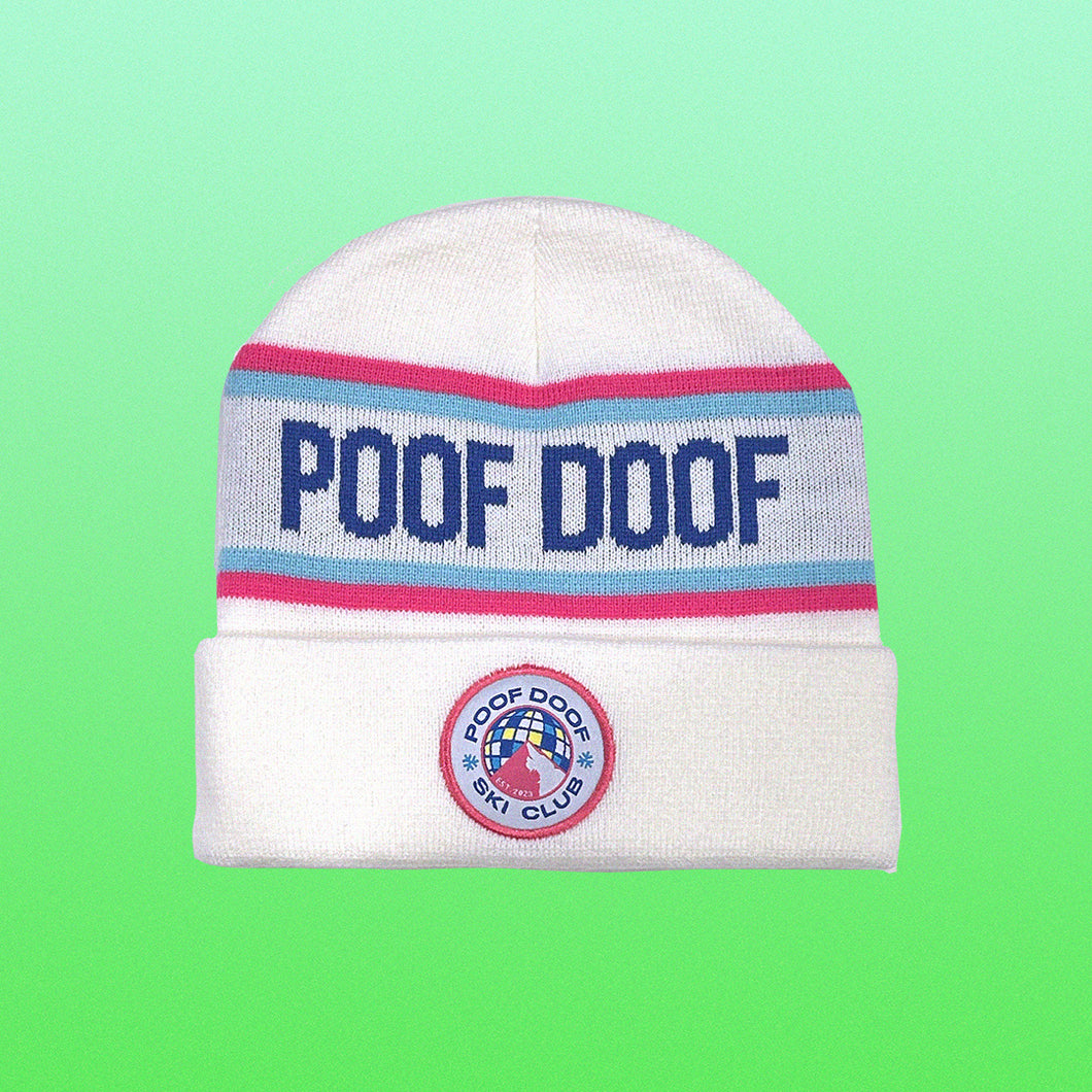 POOF DOOF Ski Club Beanie - WHITE